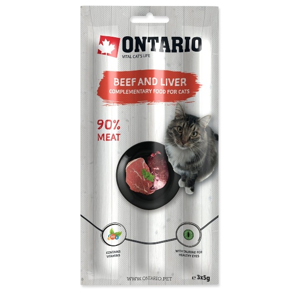 Ontario lazdelės formos skanėstas Jautiena ir Kepenėlės 3x5g