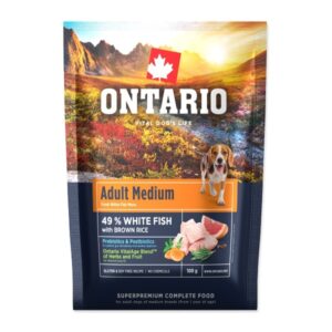 Ontario Adult Medium Fish & Brown Rice 0.1kg (Mėginys)