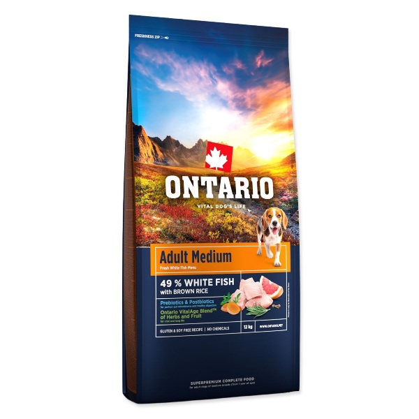 Ontario Adult Medium Fish & Brown Rice 12kg
