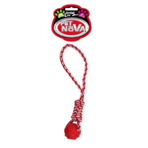 Virvė su kamuoliu 11cm raudona su mėtų kvapu, cypiantis