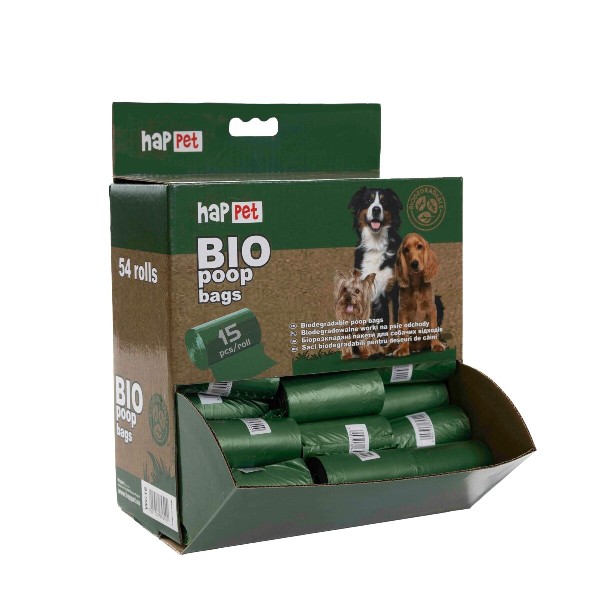HapPet BIO maišeliai ekskrementams 16 ritinėliai (žali)